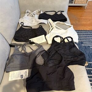 Set of 7 Lululemon Black and White Sports Bras size 6